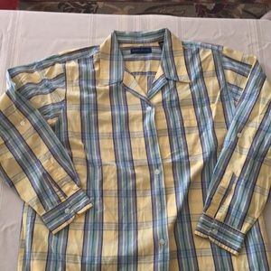 Karen Scott 100% cotton button down, size L